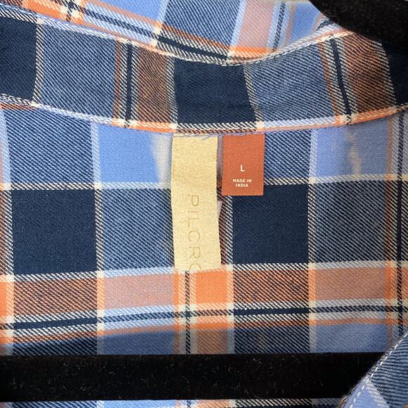 Anthropologie Pilcro Womens L Plaid Henley Tunic 3/4 Sleeve Oversized - Picture 5 of 6